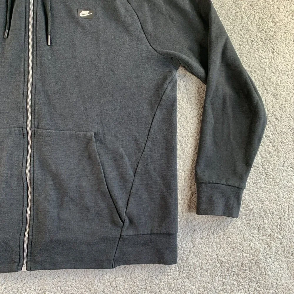 Nike Hoodie Sweatshirt Mens XL‎ Full Zip Jacket Swoosh Modern Black Athletic
